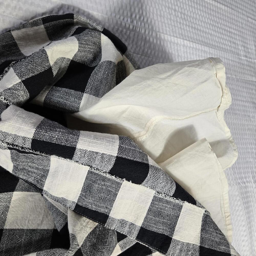 Rachel Roy XXL Black White Gingham Cotton Midi Dress Button Front Pockets - Picture 6 of 9